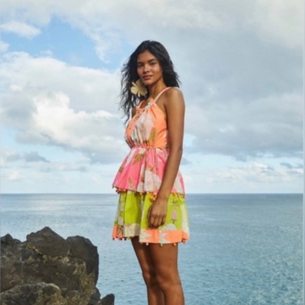 Farm Rio mixed neon garden mini dress women’s size large read